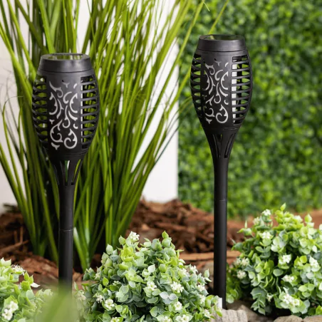 Lampy-solarne - lampka solarna z efektem płomienia wbijana pochodnia z ciepłym światłem 51cm ignis lumiled 