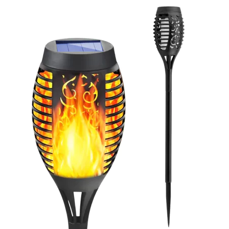 Lampy-solarne - lampka solarna z efektem płomienia wbijana pochodnia z ciepłym światłem 51cm ignis lumiled 