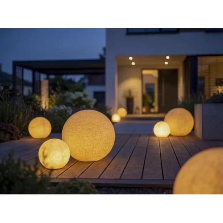 Lampy-kule-ogrodowe - lampa ogrodowa terrakota 40cm e27 kula do ogrodu na prąd stono kanlux 