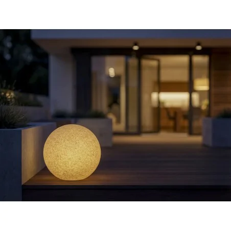 Lampy-kule-ogrodowe - kula ogrodowa terrakota 50cm 230v lampa wbijana do ogrodu na prąd stono kanlux 