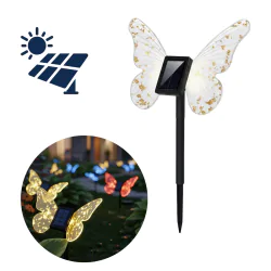 Lampy-solarne - lampa solarna kolorowy motylek do ogródka wbijany rgb eko-light