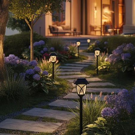 Lampy-solarne - lampka solarna latarenka wbijana oświetlenie solarne do ogródka lawn eko-light 