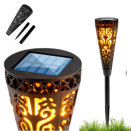 Lampy-solarne - wbijana lampka solarna do ogrodu z imitacją płomienia pochodnia thalia lumiled 