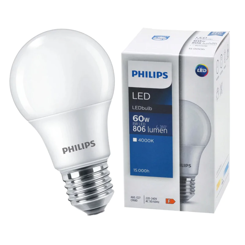 Gwint-trzonek-e27 - żarówka led e27 o mocy 8w (odpowiednik 60w) neutralna 4000k philips firmy Philips 