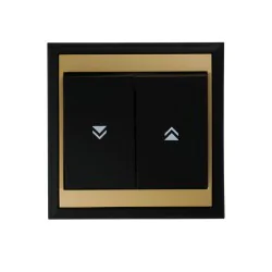 Wylaczniki-zaluzjowe - wyłącznik roletowy dzwonkowy z ramką przycisk żaluzjowy zwierny czarno-złoty matowy wp-10l luna abex