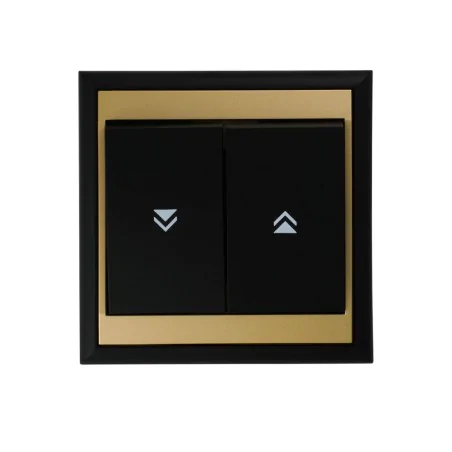 Wylaczniki-zaluzjowe - wyłącznik roletowy dzwonkowy z ramką przycisk żaluzjowy zwierny czarno-złoty matowy wp-10l luna abex 