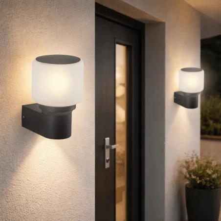 Kinkiety-ogrodowe - lampa ścienna elewacyjna kinkiet ogrodowy czarny na żarówkę e27 madrid polux/goldlux 