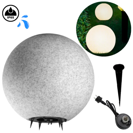 Lampy-kule-ogrodowe - lampa do ogrodu kula na prąd 38cm imitująca kamień ip65 ofelia adviti 