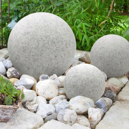 Lampy-kule-ogrodowe - lampa do ogrodu kula na prąd 38cm imitująca kamień ip65 ofelia adviti 