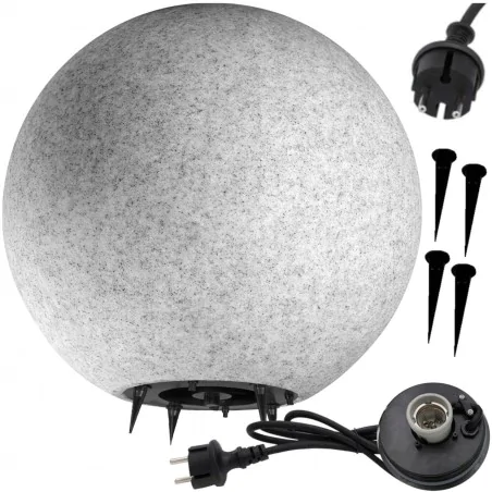 Lampy-kule-ogrodowe - lampa do ogrodu kula na prąd 38cm imitująca kamień ip65 ofelia adviti 