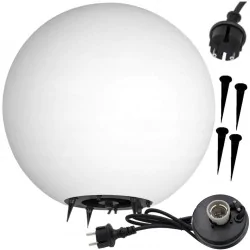 Lampy-kule-ogrodowe - lampa do ogrodu kula wbijana zewnętrzna na prąd 28 cm biała ip65 luna orno