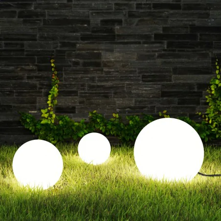 Lampy-kule-ogrodowe - kula do ogrodu lampa wbijana zewnętrzna na prąd 38 cm biała ip65 luna orno 