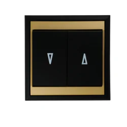 Wylaczniki-zaluzjowe - wyłącznik roletowy z podtrzymaniem z ramką żaluzjowy czarno-złoty matowy wp-11l luna abex