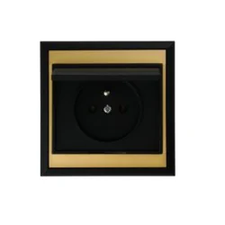 Gniazda-pojedyncze-podtynkowe - czarno-złote gniazdo z klapką do łazienki hermetyczne pt-16lh luna abex