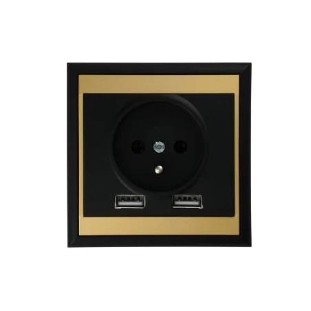 Gniazda-pojedyncze-podtynkowe - czarno-złote gniazdo z portem usb do ładowania telefonu pt-16l luna abex 
