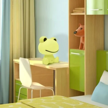 Lampki-nocne - lampka nocna dla dziecka zielona żabka akumulatorowa led 2,5w goldlux 
