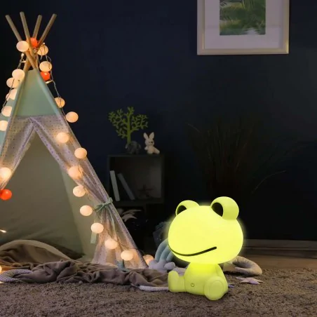 Lampki-nocne - lampka nocna dla dziecka zielona żabka akumulatorowa led 2,5w goldlux 