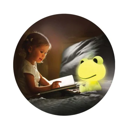 Lampki-nocne - lampka nocna dla dziecka zielona żabka akumulatorowa led 2,5w goldlux 