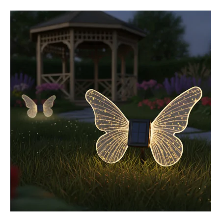 Lampy-solarne - lampa solarna ozdobna motylek do ogródka wbijany ciepłe światło eko-light 