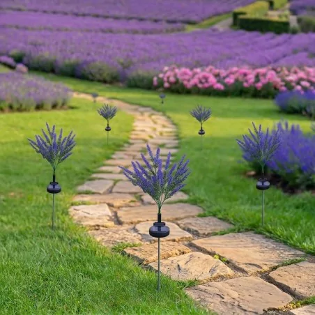 Lampy-solarne - eko2529 lampka solarna wbijana lawenda led lampa do ogródka eko-light 