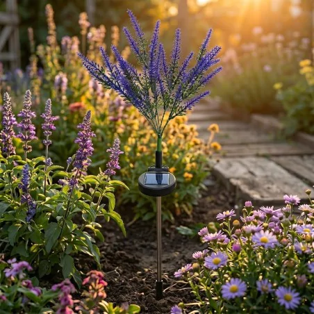 Lampy-solarne - eko2529 lampka solarna wbijana lawenda led lampa do ogródka eko-light 