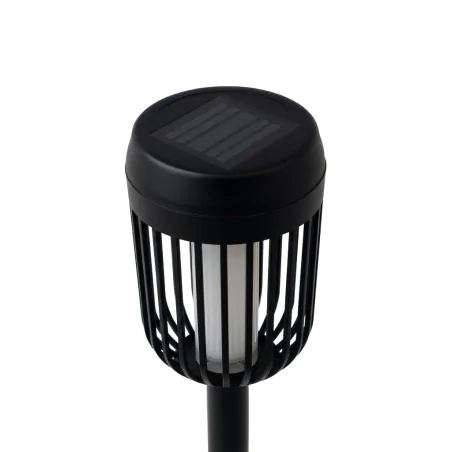 Lampy-solarne - lampka solarna wbijana oświetlenie solarne do ogródka słupek czarny flame pochodnia eko-light 
