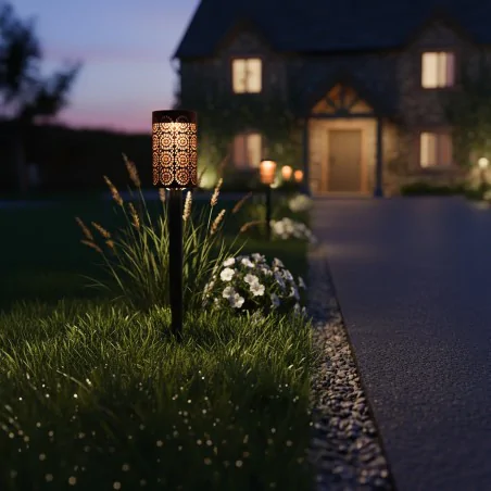 Lampy-solarne - komplet 4 lamp solarnych oświetlenie solarne do ogródka zestaw pochodni decor eko-light 