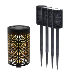 Lampy-solarne - komplet 4 lamp solarnych oświetlenie solarne do ogródka zestaw pochodni decor eko-light