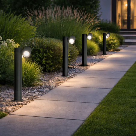 Lampy-ogrodowe-stojace - lampa ogrodowa zewnętrzna stojąca słupek 44cm czarny na żarówkę gu10 pino polux/goldlux 