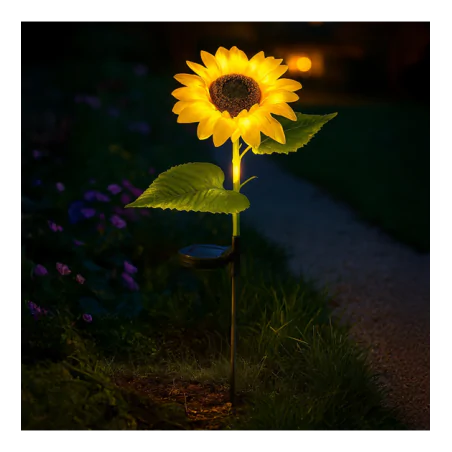 Lampy-solarne - lampka solarna kwiat świecący słonecznik solarny led do ogródka sunflower eko-light 