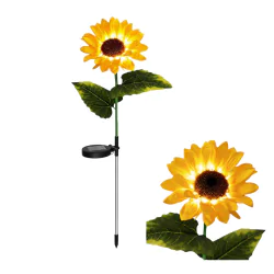 Lampy-solarne - lampka solarna kwiat świecący słonecznik solarny led do ogródka sunflower eko-light