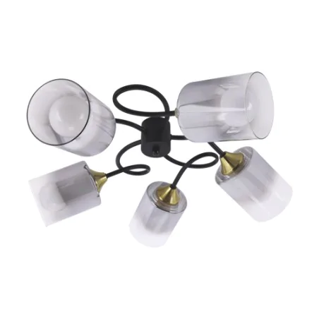 Lampy-sufitowe - lampa słupeł na 5 żarówek oprawa oświetleniowa czarno-złota 5xe27 paksa ideus 