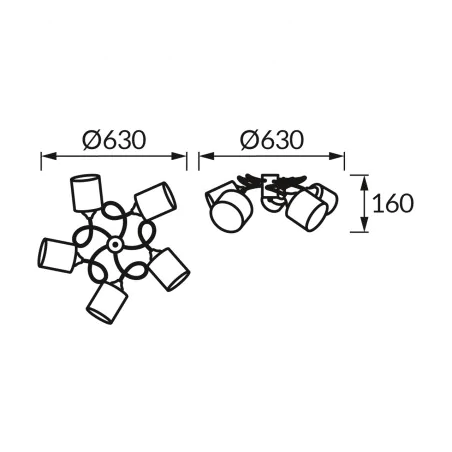 Lampy-sufitowe - lampa słupeł na 5 żarówek oprawa oświetleniowa czarno-złota 5xe27 paksa ideus 