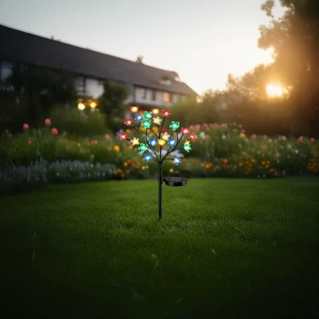 Lampy-solarne - lampka solarna kolorowe kwiatki led oświetlenie solarne drzewko do ogródka eko-light 
