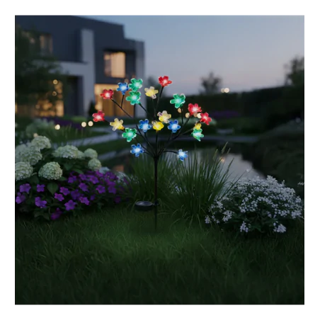 Lampy-solarne - lampka solarna kolorowe kwiatki led oświetlenie solarne drzewko do ogródka eko-light 