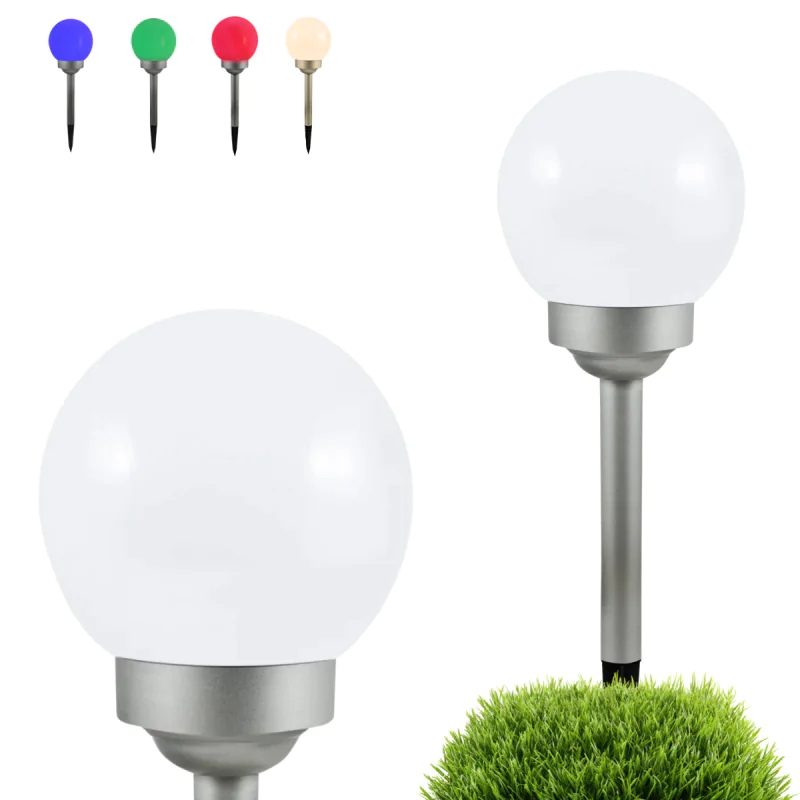 Lampy-solarne - lampka solarna kula na nóżce wbijana z kolorowym i ciepłym światłem ip44 polux/goldlux firmy POLUX GOLDLUX 