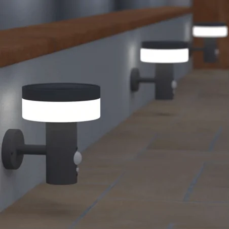 Kinkiety-solarne - lampa solarna na ścianę z czujnikiem ruchu i zmierzchu kinkiet antracytowy terion emos 