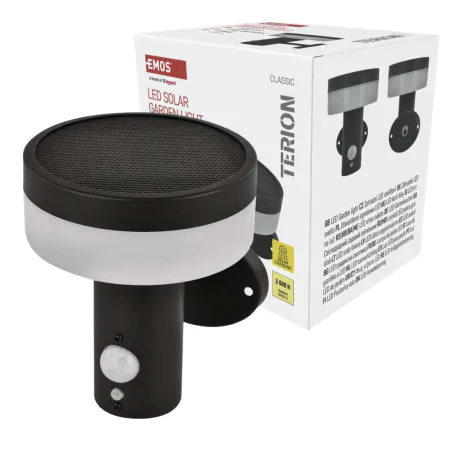 Kinkiety-solarne - lampa solarna na ścianę z czujnikiem ruchu i zmierzchu kinkiet antracytowy terion emos 