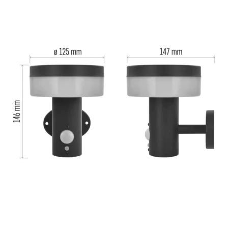 Kinkiety-solarne - lampa solarna na ścianę z czujnikiem ruchu i zmierzchu kinkiet antracytowy terion emos 