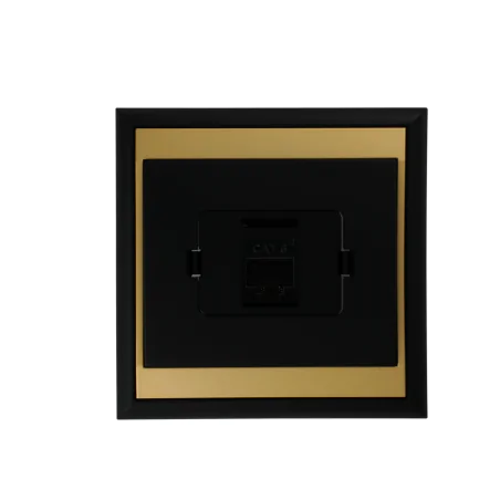 Gniazda-komputerowe - czarno-złote gniazdo internetowe pojedyncze rj45 - 5cat/l1 luna abex 