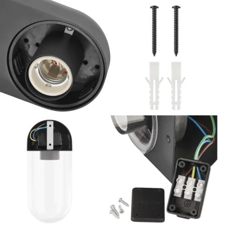 Kinkiety-ogrodowe - lampa elewacyjna na żarówkę e27 kinkiet ścienny antracyt cassia emos 