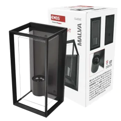 Kinkiety-ogrodowe - kinkiet ścienny zewnętrzny lampa elewacyjna prostokątna czarna skierowana w górę malva emos