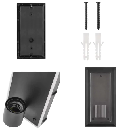 Kinkiety-ogrodowe - kinkiet ścienny zewnętrzny lampa elewacyjna prostokątna czarna skierowana w górę malva emos 