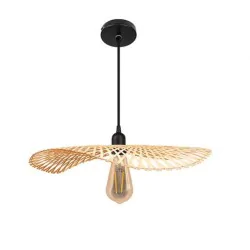 Lampy-sufitowe - lampa sufitowa modna boho oprawa wisząca bambusowa kapelusz e27 45cm kilio lvt