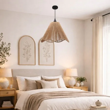 Lampy-sufitowe - lampa sufitowa boho naturalna oprawa wisząca sznurowa pleciona e27 volgo 35cm lvt 