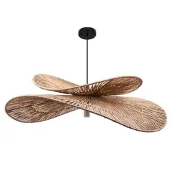Lampy-sufitowe - lampa sufitowa boho duża oprawa wisząca sznurowa pleciona e27 zerti lvt