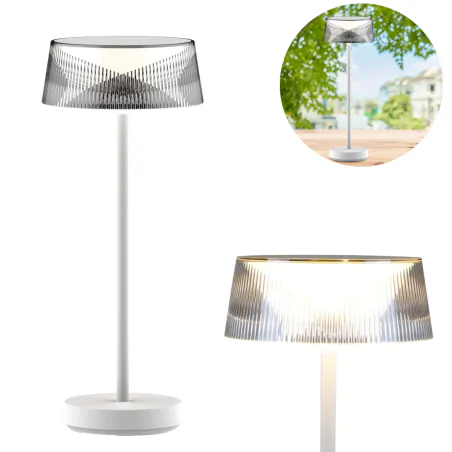 Ozdobne-oswietlenie-do-ogrodu - lampa stołowa led ogrodowa biała na taras i balkon casblanca polux/goldlux 