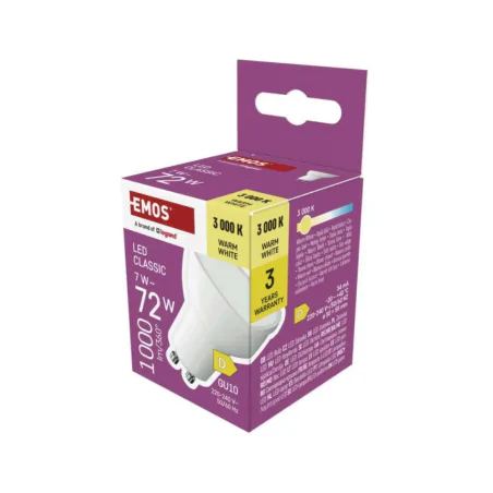 Gwint-trzonek-gu10 - mocna żarówka led gu10 z ciepłym światłem 1000lm 7w 3000k emos 