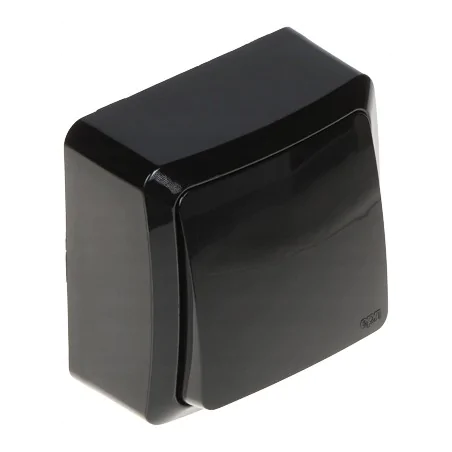 Wylaczniki-jednobiegunowe - czarny wyłącznik pojedynczy jednobiegunowy natynkowy 3710-09 berg elektro-plast 