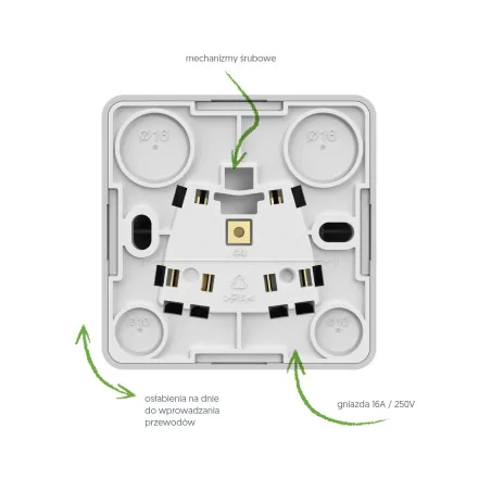 Gniazda-pojedyncze-natynkowe - proste gniazdo z uziemieniem natynkowe białe ip20 berg elektro-plast 